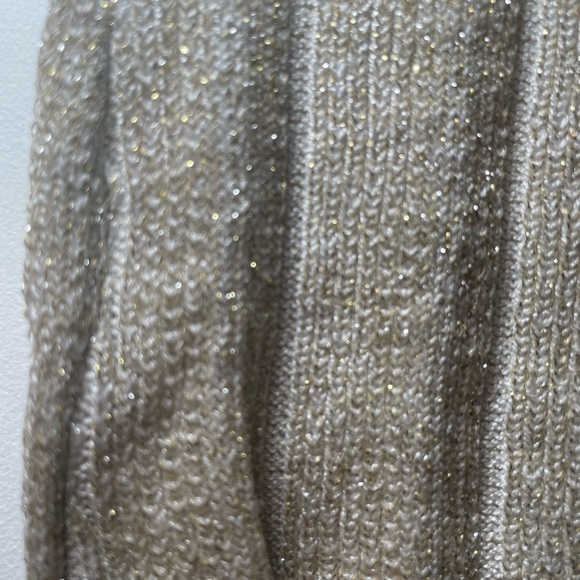 T TAHARI Womans Metallic Ribbed Short Sleeve Sweater Small P Gold Silver Shimmer - Picture 6 of 10